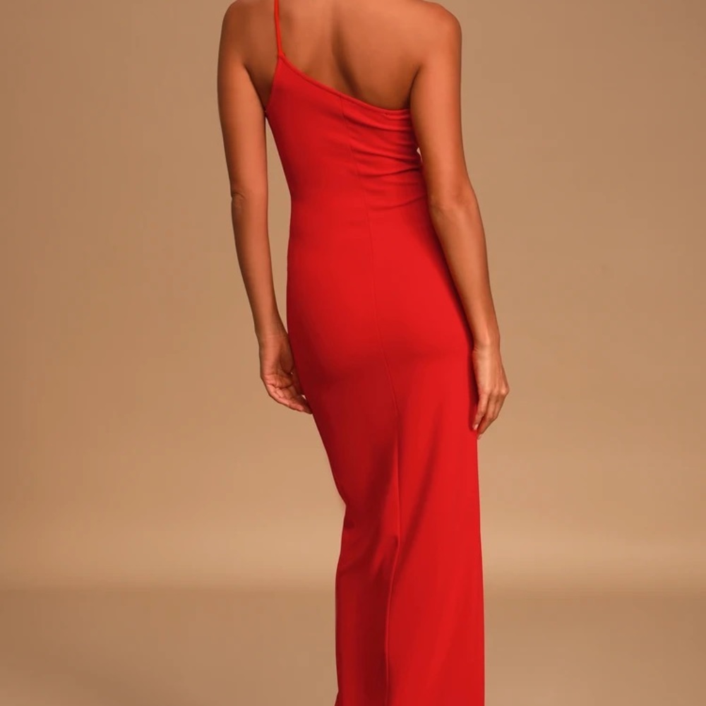 Lulu's Keeper of My Heart Red One-Shoulder Dress - Picture 4 of 6